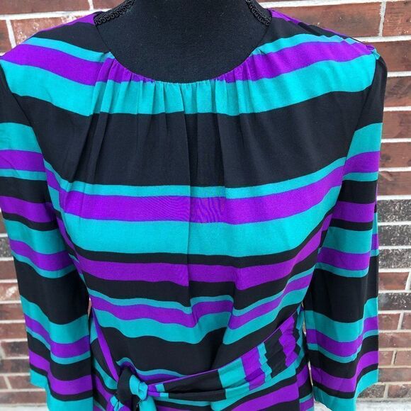 NWT Tegan 100% Silk Striped Dress Size 8 - Picture 7 of 10